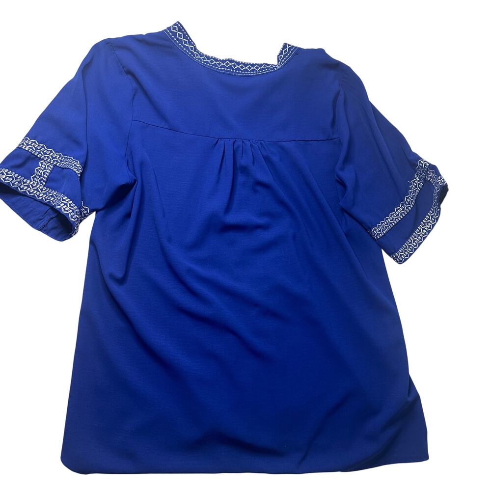 Boho Embroidered Blue Tunic Top 2XL | Festival Peasant Blouse Cottagecore - Picture 3 of 13